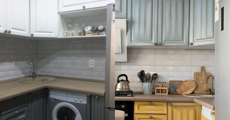 Не тратьтесь на новую кухню! 7 вау-примеров, когда мебель перекрасили (фото до и после)