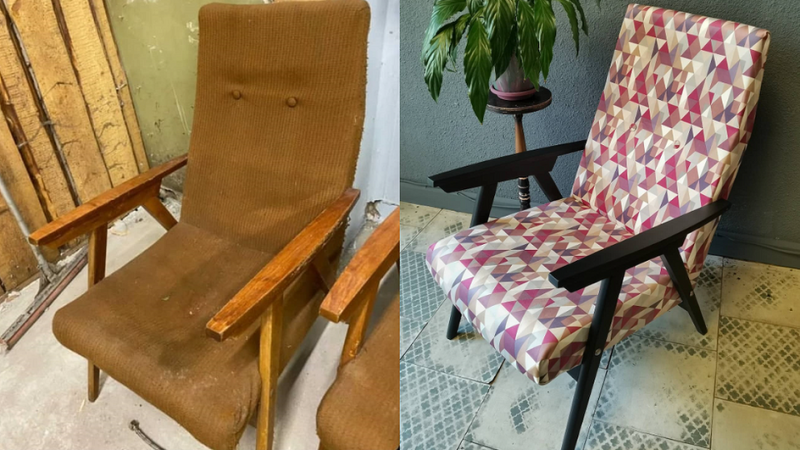Что делать со старым креслом? 8 красивых примеров (фото до и после)